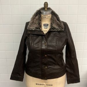 Wilsons Leather Jacket with Detachable Faux Fur Collar